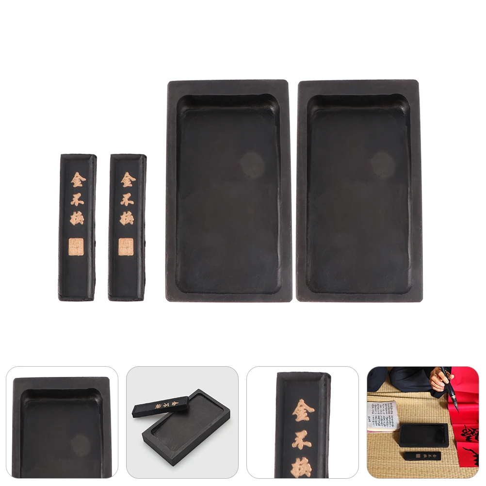 

1 Set Chinese Inkstone Exquisite Painting Inkslab Grinding Stone Rectangular Ink Container Calligraphy Accessory Tool With Ink