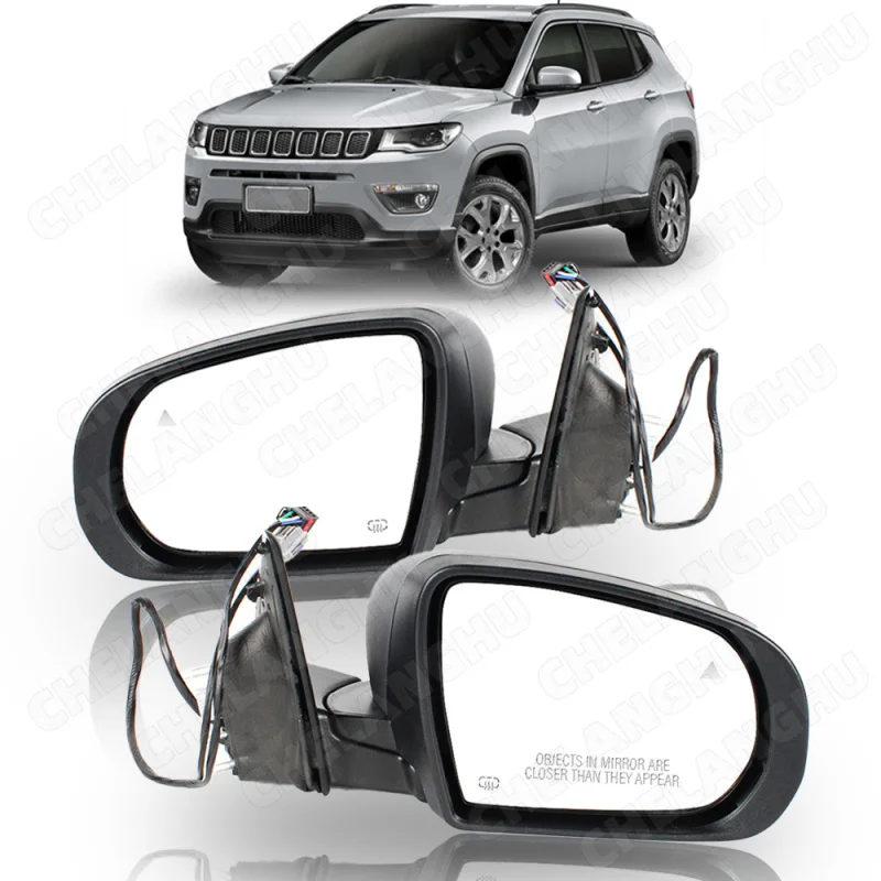 

1Pair For Jeep Compass 2017 2018 2019 2020 2021 Rear Mirror Assembly 9Pins With Power Adjust Power Fold Turn Lamp Heat Paintable