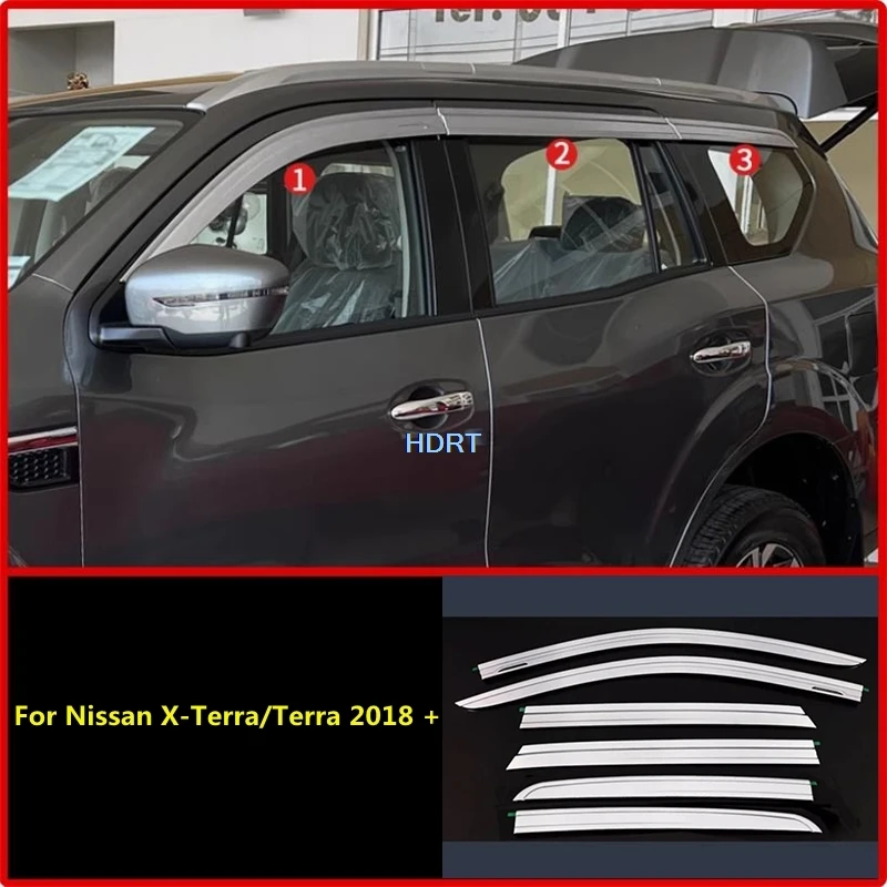 For Nissan X-Terra/Terra 2018 + Car Styling Window Visor Sun Rain Weather Shield Wind Deflector Awning Shelter Cover Accessories