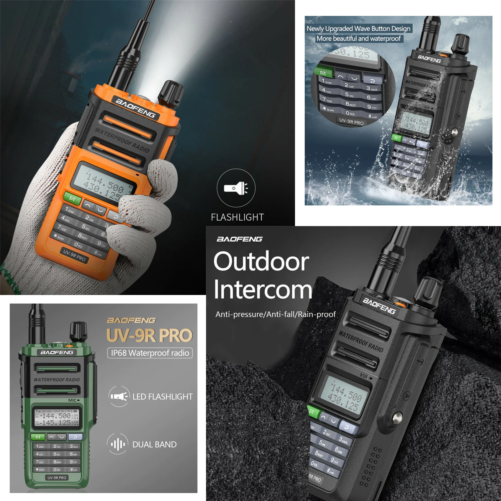 Imagem -05 - Baofeng Uv-9r Pro v1 v2 à Prova Dip68 Água Ip68 Walkie Talkie Tipo-c Carregador Poderoso Uhf Vhf Longo Alcance Uv-9r Mais Rádio cb Presunto 2023