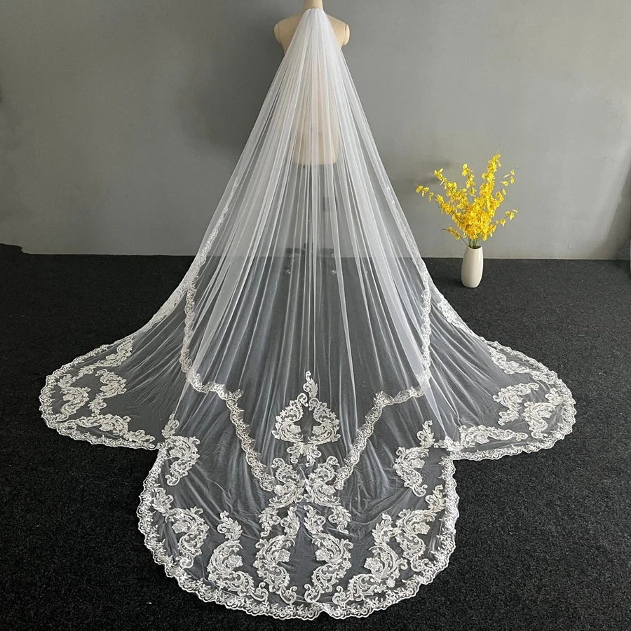 Hot Sale White Ivory Cathedral wedding veil for Bride Wedding accessories Velos de novia Bridal veils boda Matrimonio bride