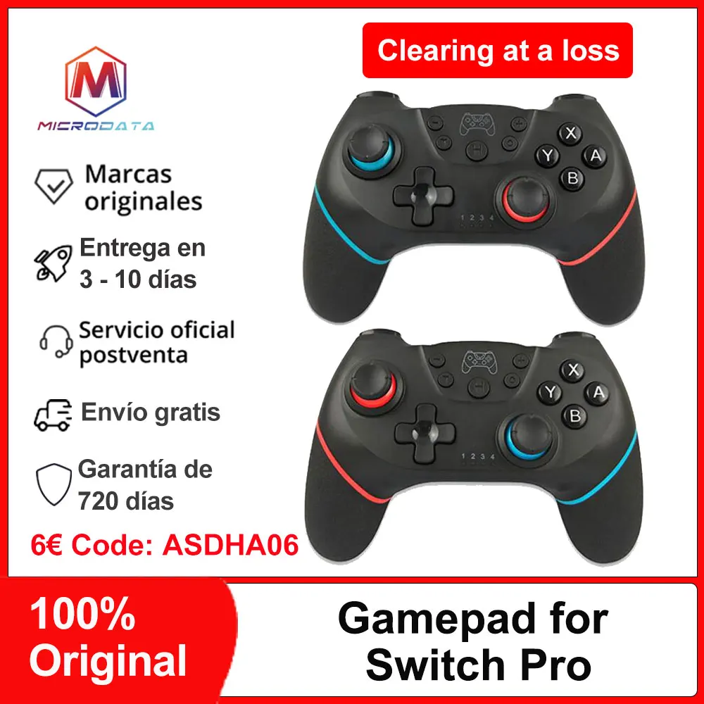 MicroData Bluetooth Gamepad for Nintendo switch Pro, With 6-Axis Handle Game Joystick, Controller Dual Motor Vibration Function