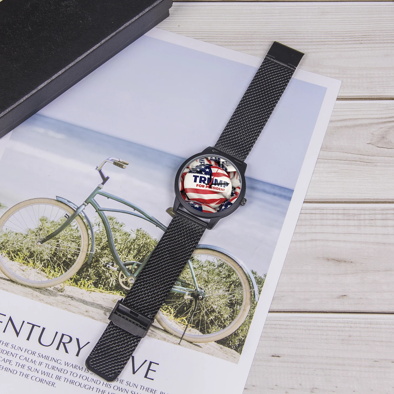 Factory Store US Flag Trump Design Cool Style President Election Souvenir Gifts for Supporter Men's  Quartz Wrist Watch