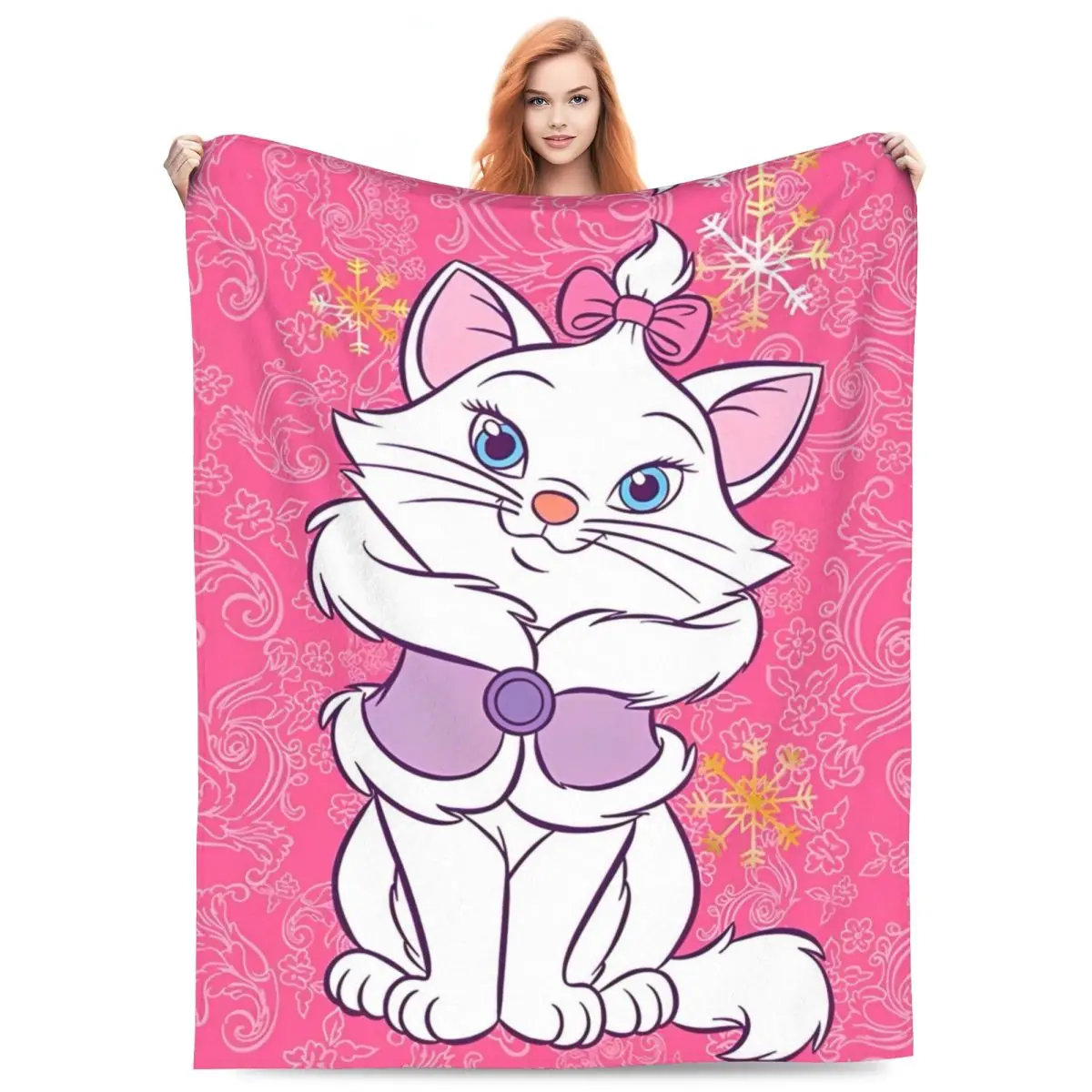 The Aristocats Marie Cat Warm Soft Blankets Children Plush Throw Blanket Novelty Living Room Flannel Bedspread Sofa Bed Cover