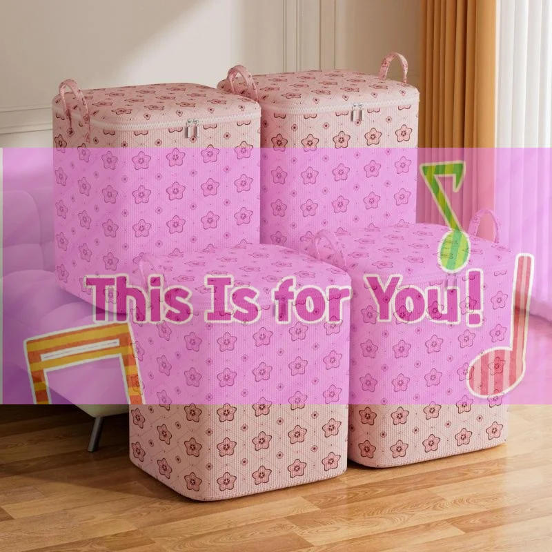 【HMA】Portable With Handle Clothes Storage Bins Foldable Large Capacity Wardrobe Sorting Storage Bucket Dust-Proof Cherry Blossom