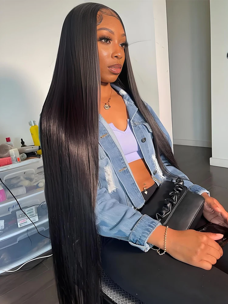 

40 46 Inch Lace Front Human Hair Wigs Pre Plucked 13x4 13x6 Transparent Bone Straight Lace Wig Brazilian Frontal Wigs For Women