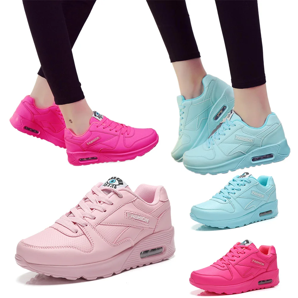 Women Fashion Sneakers PU Leather Outdoor Walking Shoes Breathable Casual Running Shoes Ladies Jogging Shoes