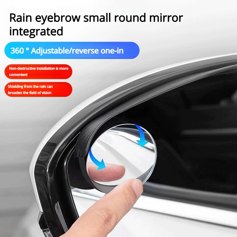 Rétroviseur de voiture, pare-pluie, petit miroir rond, miroir réfléchissant intégré, miroir d'angle mort, miroir de recul, pare-pluie