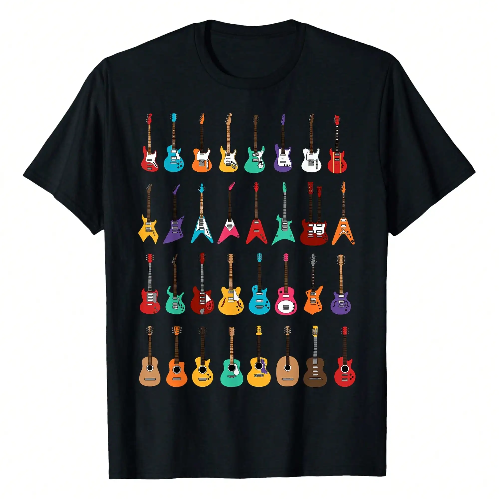 

Funny Rock & Roll Guitars Cute Musical Instrument Gift T-Shirt Tees Short Sleeve Casual Women T Shirts 100% Cotton Tee Shirt Wo