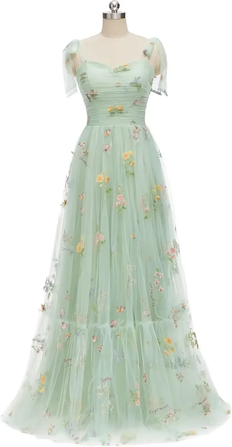 فستان حفلة موسيقية من التول المطرز بالزهور مخصص لعام 2025 بأكمام منتفخة فستان رسمي أنيق لحفلات العودة للوطن فساتين الحفلات