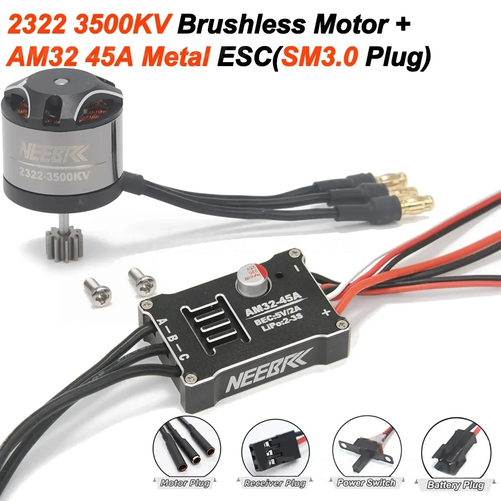 1/12 RC MN Auto MN82 MN99 MN168 MN78 Upgrade Kit 2322 2600KV 3500KV Borstelloze Motor AM32 45A ESC SM3.0/T Plug Model DIY Onderdelen