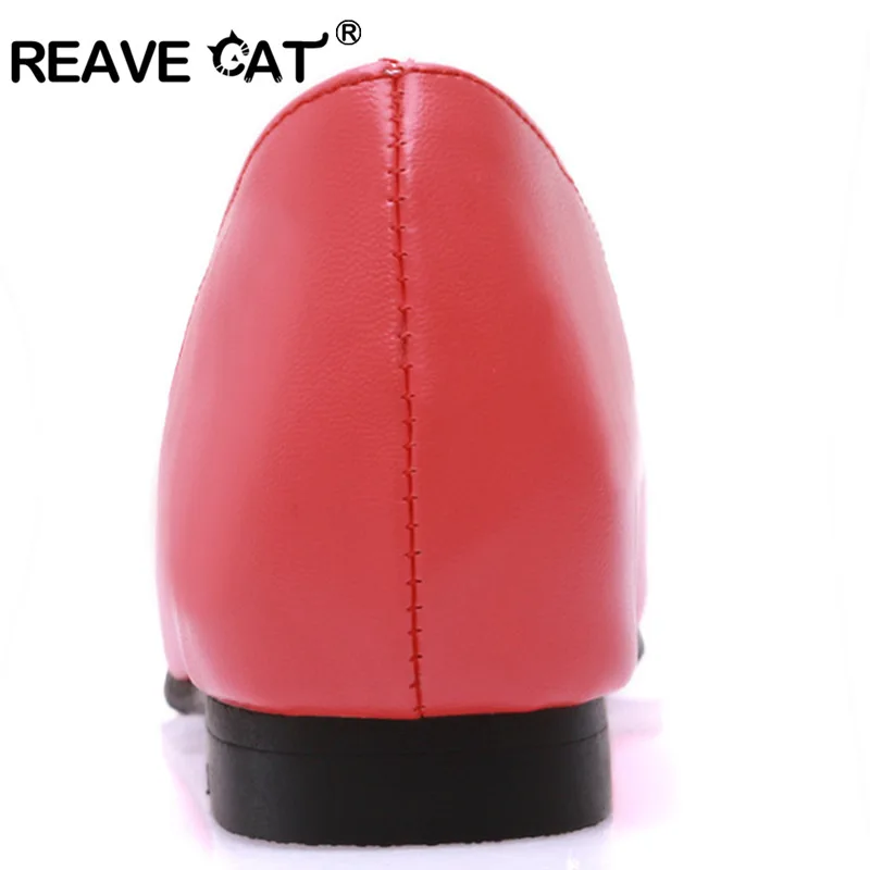 REAVE CAT Big size 31-47 Spring summer Autumn Ladies shoes Women\'s flats Black Red White Pink Fashion Sweets Party QL5270