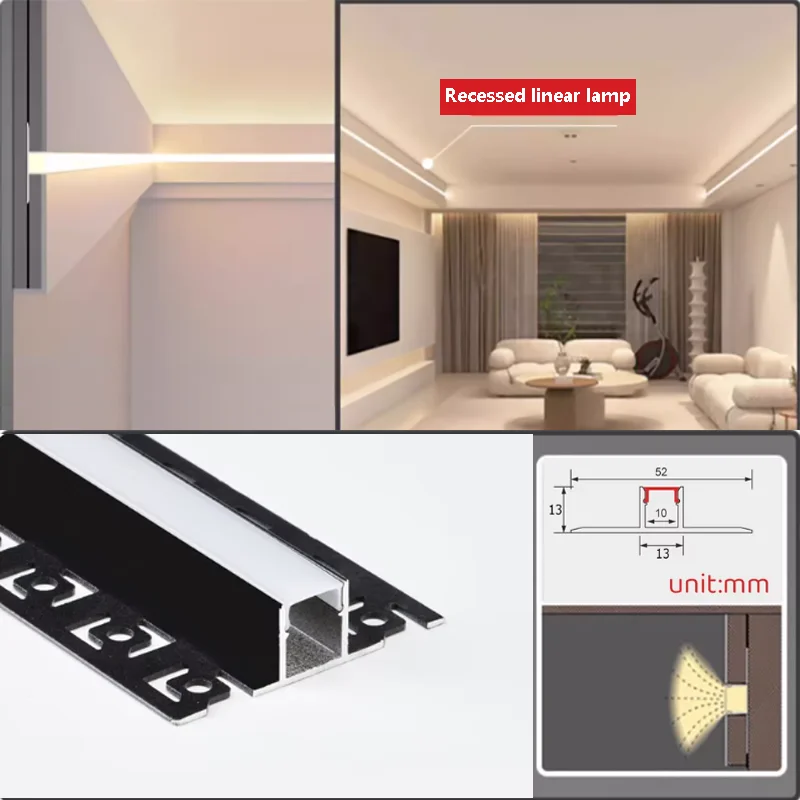السقف العلوي الزاوية بلا حدود الألومنيوم الشخصي PC قناة منتشرة غرفة المعيشة راحة السقف الجبس دريوال الصلب قطاع الضوء #4