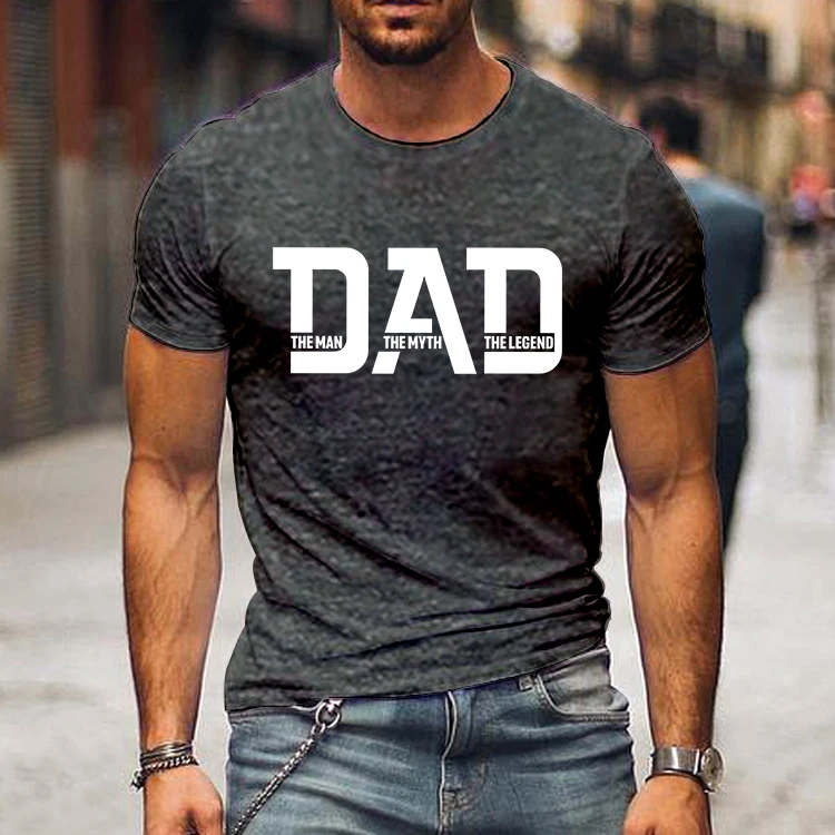 Loose Men T-shirts Summer Dad Print T Shirt Luminous Design Street Tshirts Short Sleeve Top Tee Daddy Men\'s Tee Shirts Clothing