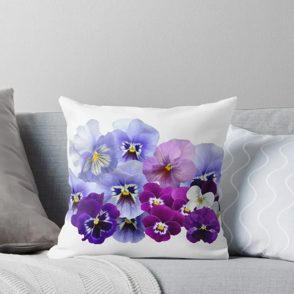 

Blue Pansy Flowers, Floral Spring Pansies Throw Pillow Sofa Pillow Cover