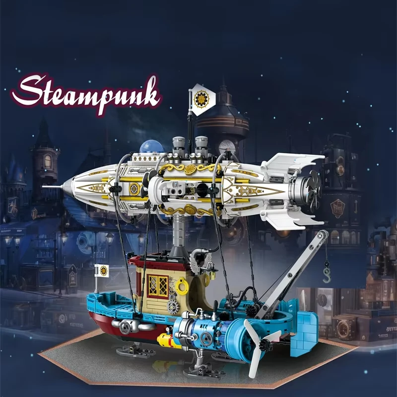 1256 pçs técnico criativo vapor punk mecânica dirigível blocos de construção kit brinquedo para meninos ornamento modelo montagem educacional