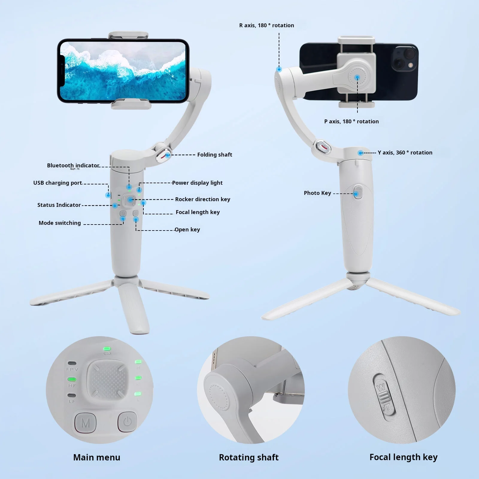 Handheld Three-axis Cluster Smart Follow-up Shooting Gimbal Cluster Desktop Mobile Phone Holder Folding Tracking Selfie