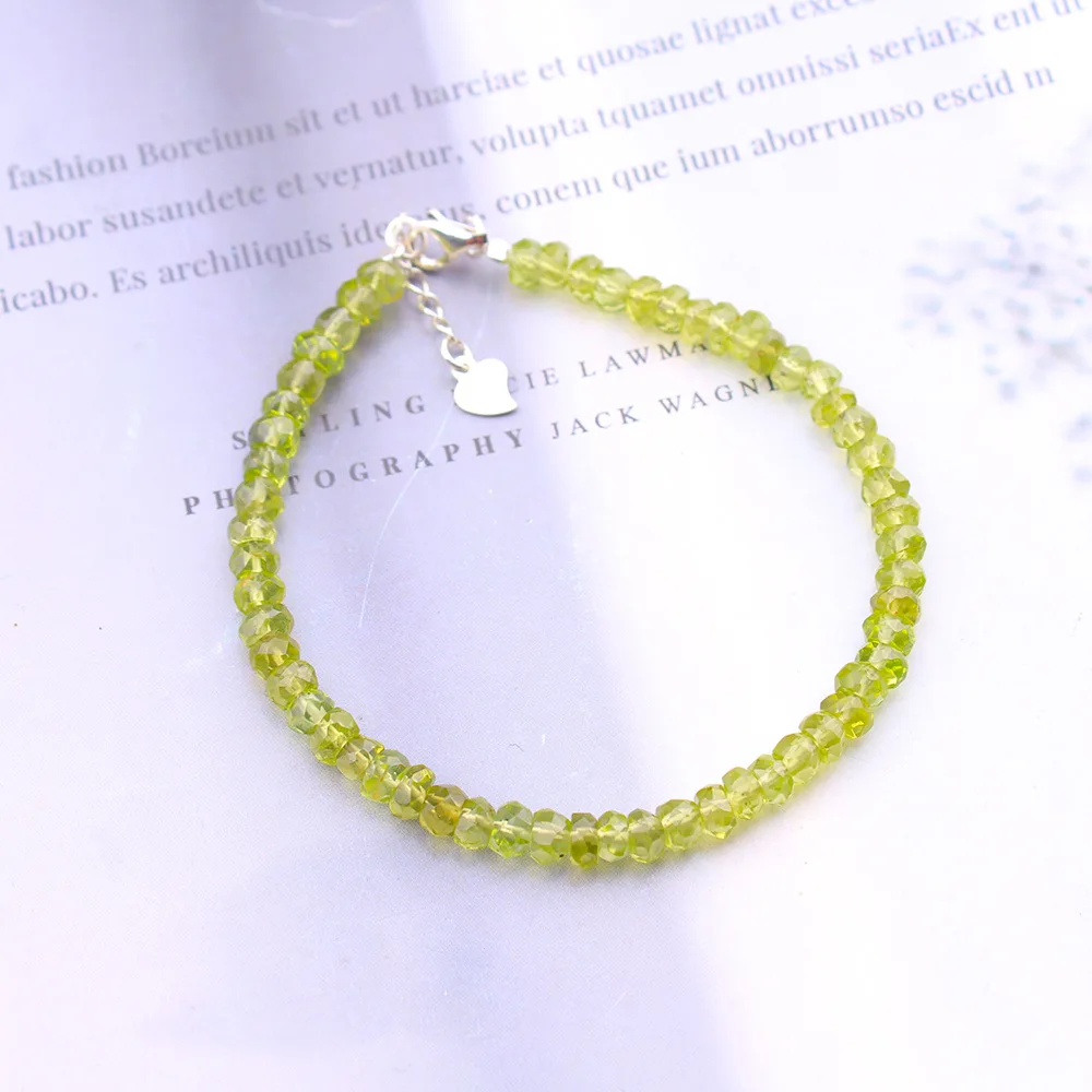 Natural Green Peridot Olivine Beads Bracelet 4.5mm Women Men Stretch Healing Crystal Clear Round Beads Bracelet AAAAA