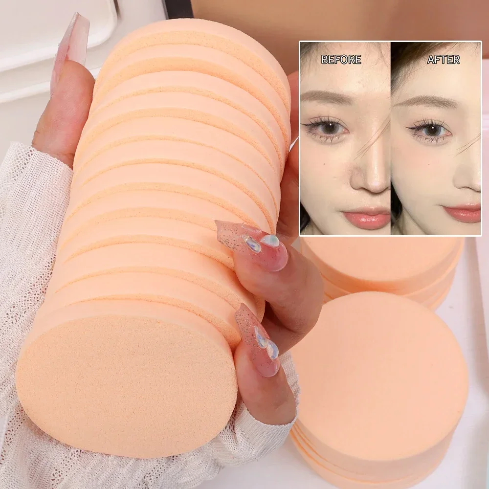 12-120Pcs Round Shape Sponge Powder Puff Wet Dry Dual Use Skin Color BB Cream Foundation Cosmetics Puff Face Beauty Makeup Tools