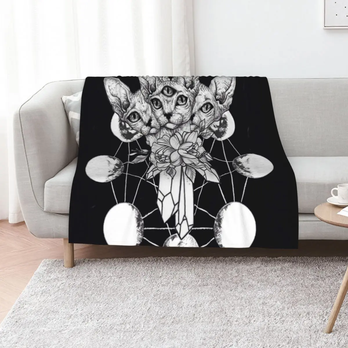 

Three Headed Crystal Cat Throw Blanket Luxury Designer For Decorative Sofa Luxury Brand Softest Blankets