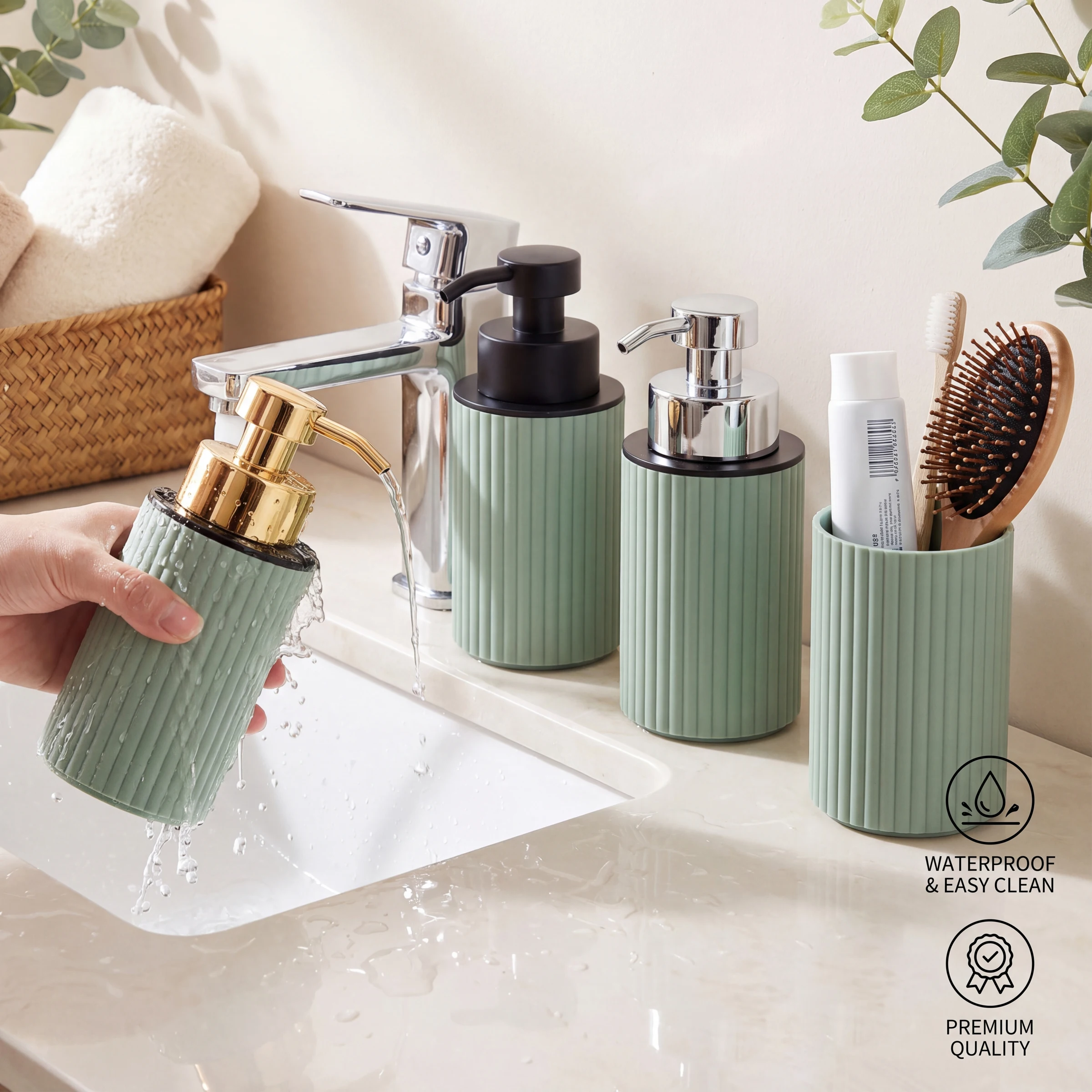 Conjunto de Dispensador de Sab - Home Bathroom Soap Dispenser avaliação e preço