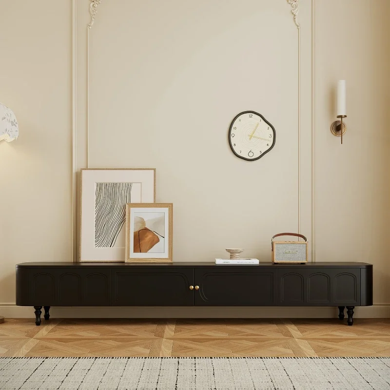

French retro TV cabinet living room household small apartment black simple TV cabinet