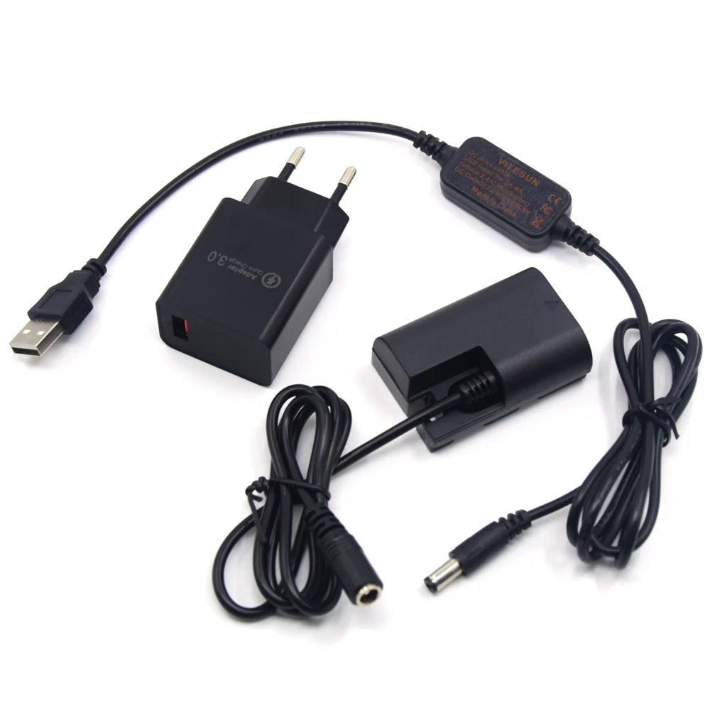 قوة البنك USB كابل DR-E6 تيار مستمر مقرنة LP-E6 الدمية البطارية شاحن لكانون EOS 5D مارك II III 5D3 6D 7D 60D 70D كاميرا