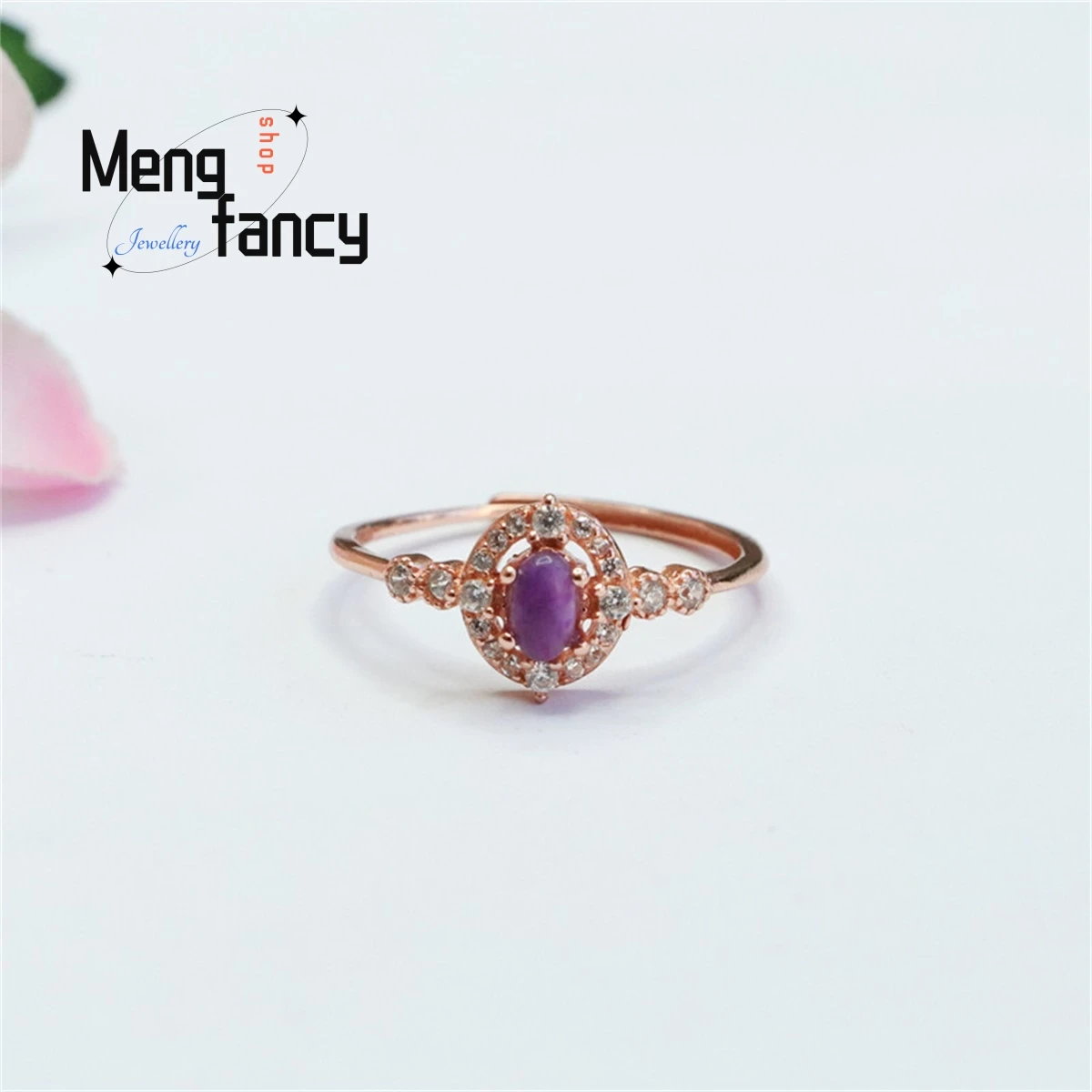 Natural Purple Perilla Stone Egg Face Ring Simple Generous Personalized Fashion Versatile Exquisite Light Luxury Elegant Jewelry