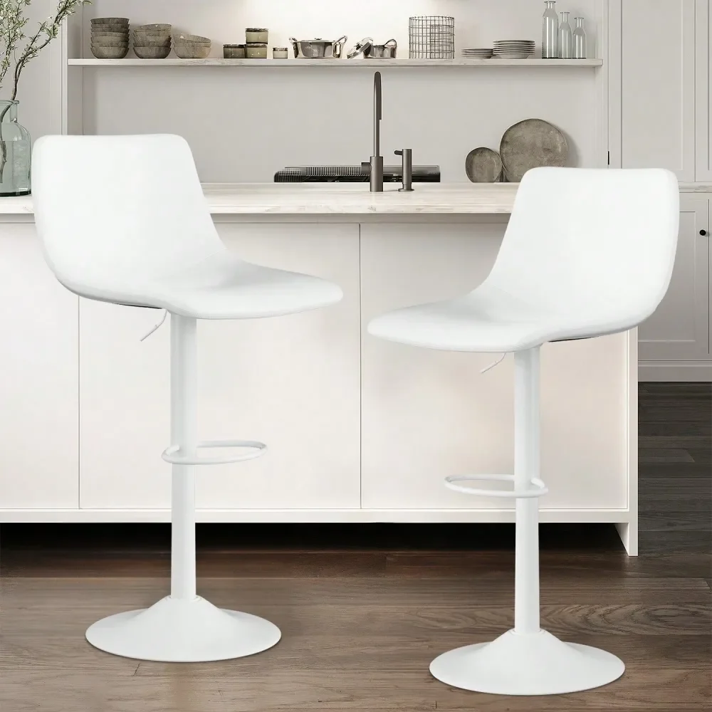 Bar Stools Set Of 2, Adjustable Bar Stools With Back, Modern PU Leather Swivel Height Adjustable Stool Chair For Home Kitchen I