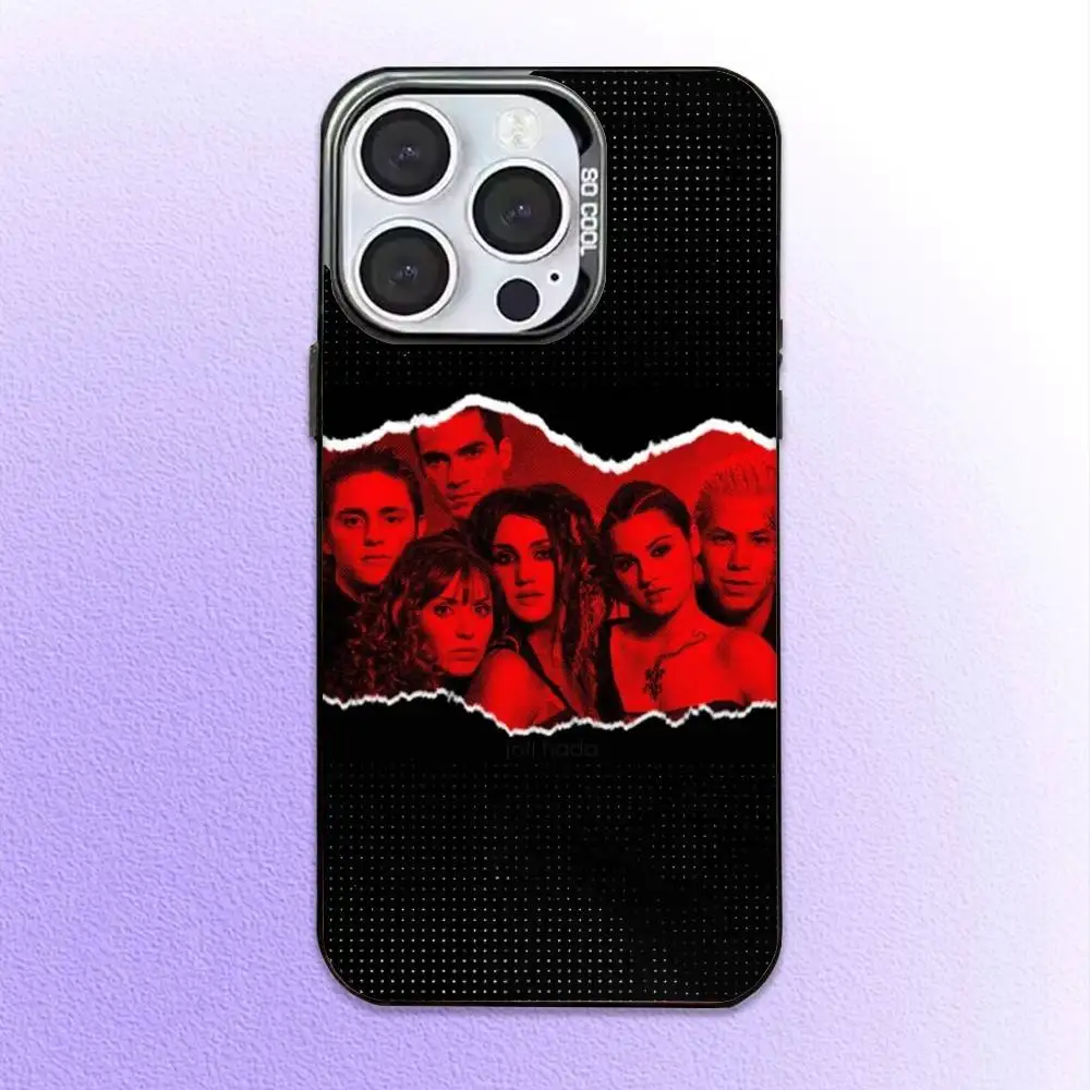 Funda de teléfono RBD REBELDE V para iPhone17,16,15,14,13,12,11 Plus,Pro Max, cubierta interior chapada en plata de color