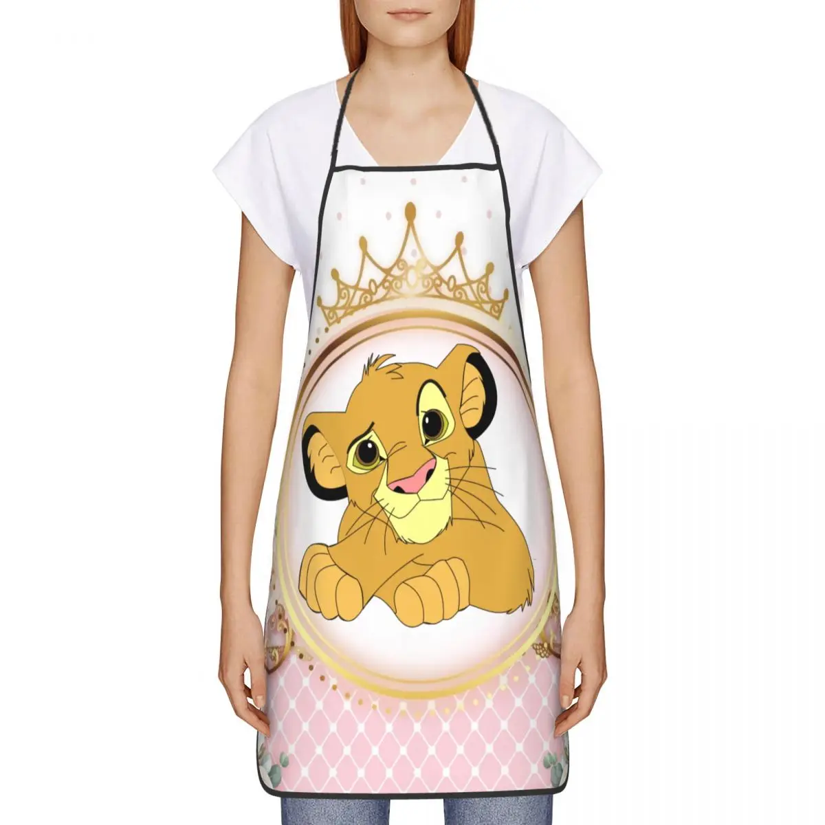 Custom Unisex The Lion King Simba Bib Apron Adult Women Men Chef Tablier Cuisine for Kitchen Cooking Cartoon Movie Baking