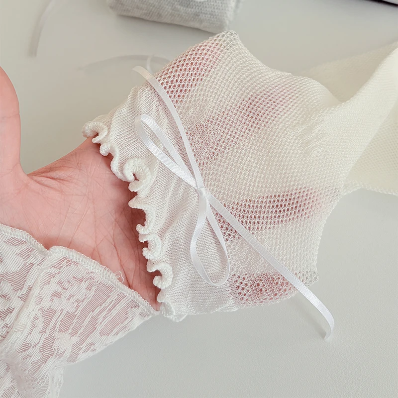 Women's Mid Tube Mesh Thin Socks with Bow Decoration 1/7 Pairs Fashion Trendy Sweet Korean Style Summer Silk Socks image 5