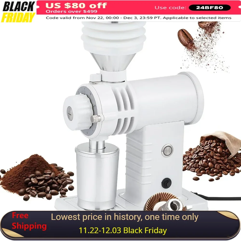 Coffee Grinder With 10-Position Grind Selector, Electric Flat Burr Electric Burr Coffee Grinders For Home, Coffee Bean Grinder