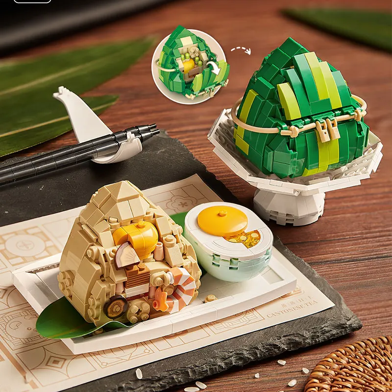 LOZ Mini Brick Cantonese Traditional Food Zongzi  Rice  Dim Sum Building Block Toys Christmas Gift