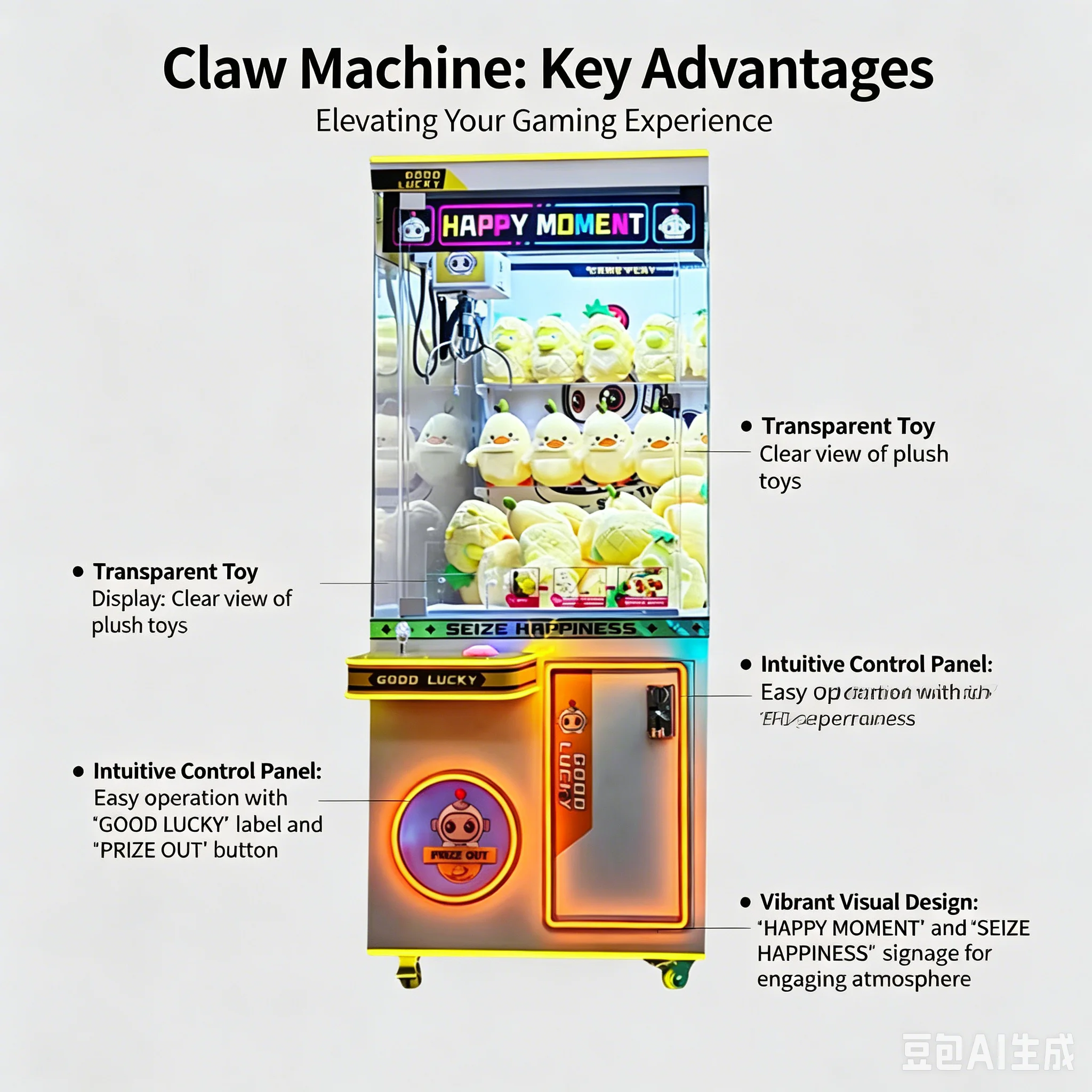 Customizable Metal Crane Machine Indoor Arcade Coin Operated Video Games Prize Stuffed Animals Plush Toys Doll Claw Machine Gift