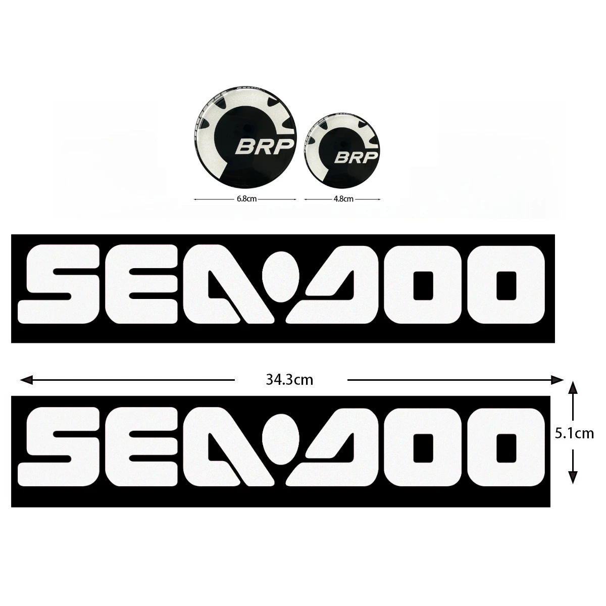 Jet-Ski-Aufkleber 68mm Epoxy-Emblem 48mm Abzeichen SEA-DOO Bootsaufkleber Vinyl-Dekal Zubehör RXP RXT GTI Spark GTX Für BRP SEADOO