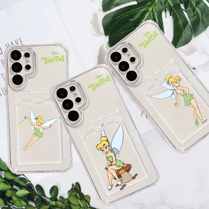 

Tinker Bell Disney Fashion For Samsung S24 S23 S22 S21 S20 Ultra FE Plus A55 A53 5G Photo Card Bag Transparent Back Phone Case