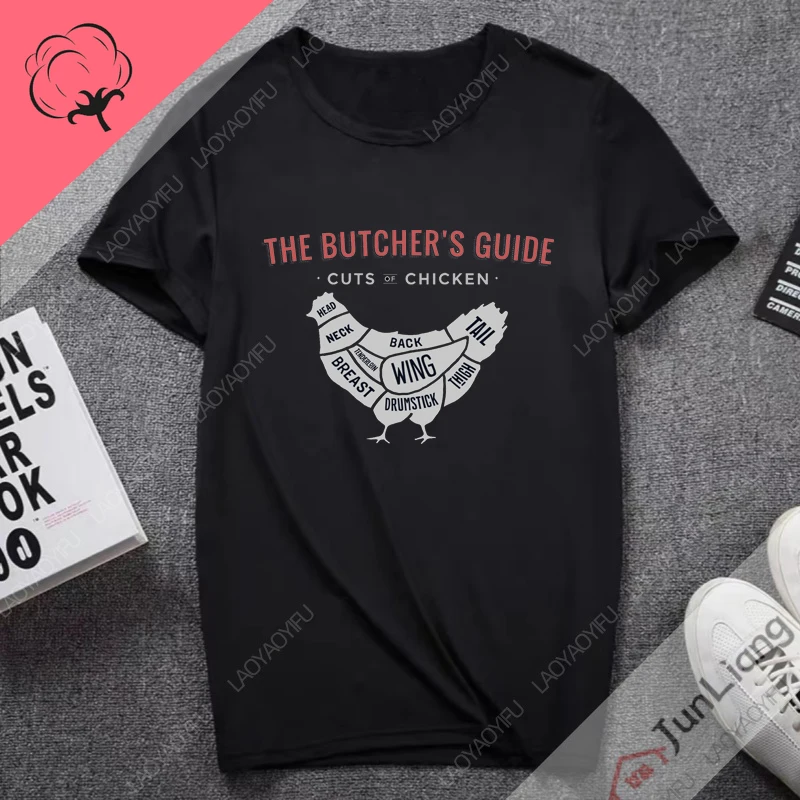 100% Cotton Streetwear the Butcher's Guide Funny T Shirts Cuts of Chicken Men's Clothing Women's T-shirt Y2k Mens Clothes Gifts