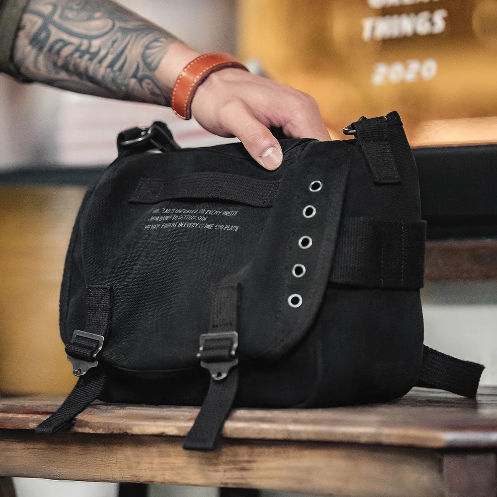 

Maden Vintage M1961 Canvas Messenger Bag for Men Letter Design Crossbody Waist Pack with Shoulder Strap for Travel