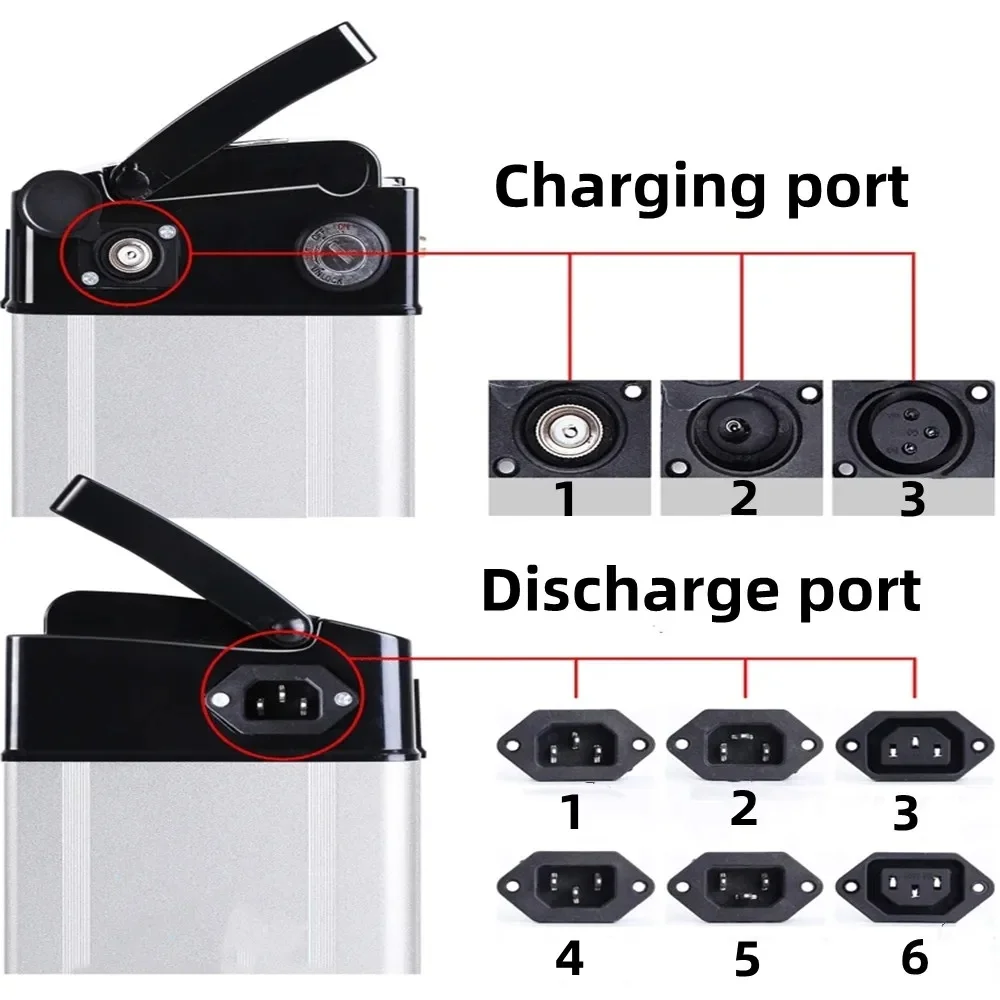 New 60V 20ah 25ah 30ah 35ah 40ah Silver Fish 48V Lithium Battery with Aluminum Case Anti theft Lock Comes with Charger as a Gift