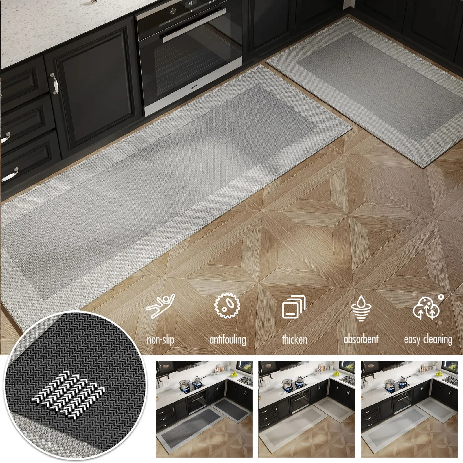 

Kitchen Floor Mat Oil-proof Waterproof Wipeable Wash Free Long Strip Carpet Dirty-resistant Oil-absorbing Water-absorbing Rug