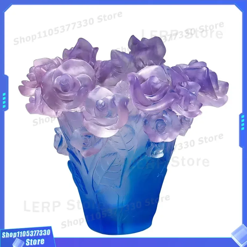 Handmade Borosilicate Glass Rose Vase Hydroponic Flower Pot Home Decor Living Room Ornament Practical Wedding Gift Craft Art