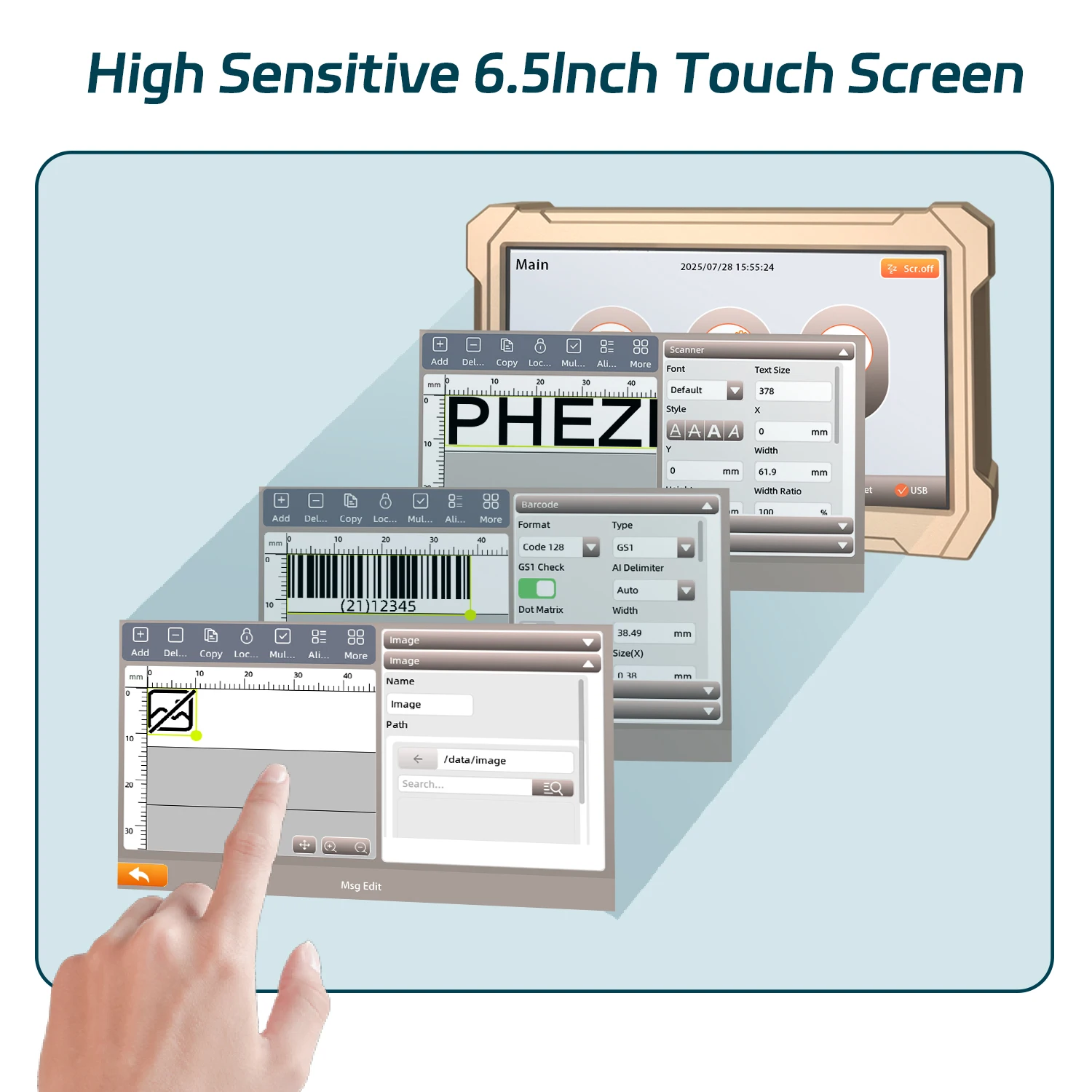 For hp Phezer PRX-1000 Online Inkjet Printer 2026 Model Portable Date Batch QR Code Barcode Label Coding Machine Compatible