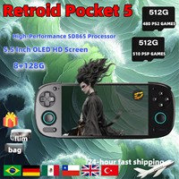 Retroid Pocket 5 RP5 Retro Handheld Game Console Video Game Consoles 8G+128G PSP PS2 5.5 Inch OLED Touch Screen SD865 Android13