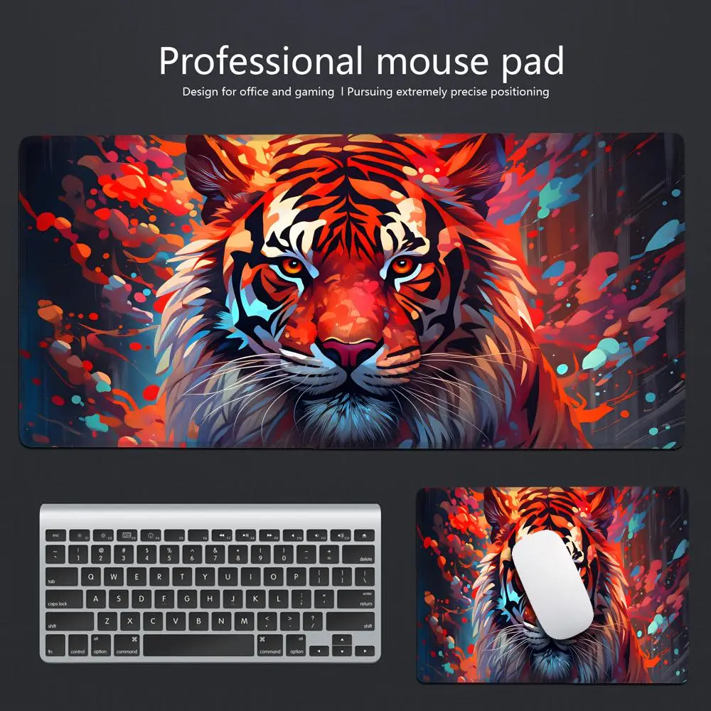 

HYBXAXC Deskmat Pop Art Style Tiger Computer Mousepad Speed Mouspad Small Mouse Pad Mat Mausepad Gaming Mats Accessories Gamer