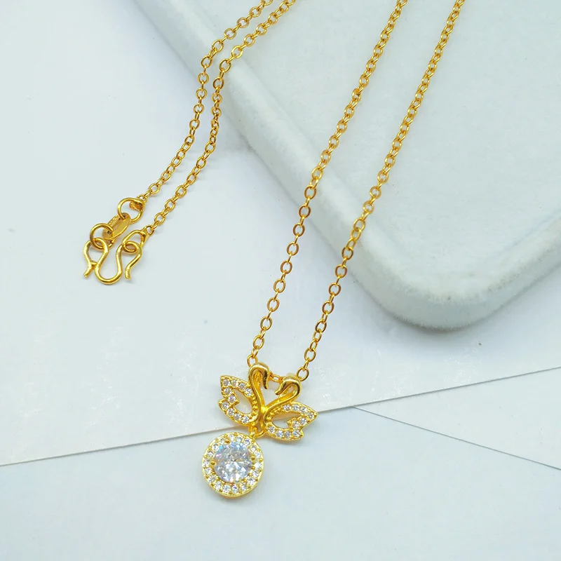 

Золотое колье 18K Au750 с двойным кулоном в виде лебедей для женщин, инкрустированное муассанитом, элегантная цепочка на ключицу, роскошное ювелирное украшение, подарок
