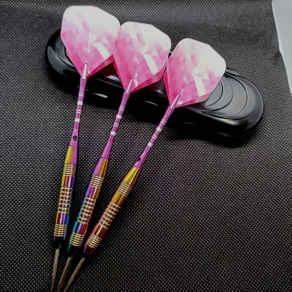 

3Pcs Colorful Steel Tip Darts Set with Pink Flights & Portable Case 23g Professional Dart Kit for Beginners Indoor Game