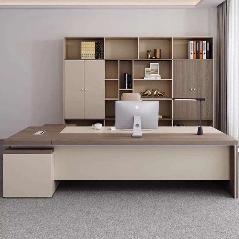 

Standing Boss Chair Cabinets Simple Modern Minimalist Organizer Desks Long Straight Conference Modern Schreibtisch Furniture