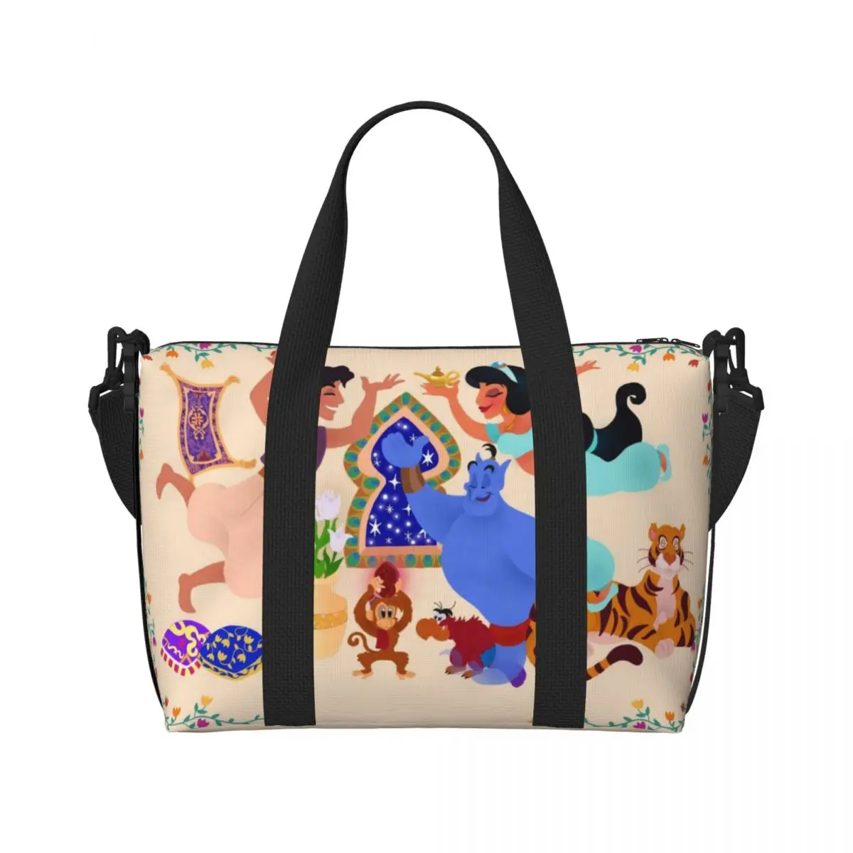

Custom Large Cute Cartoon A-Aladdin Tote Bag Women Shopper Shoulder Gym Beach Travel Bag