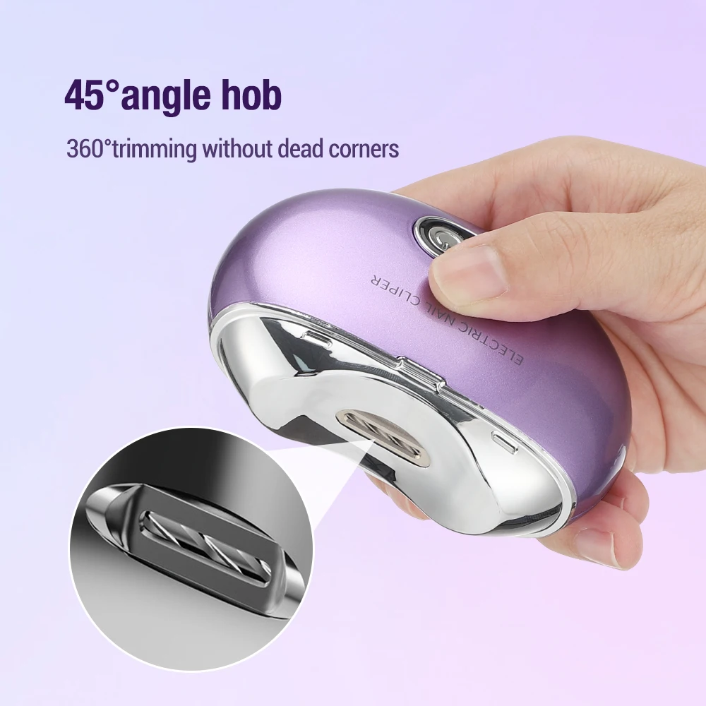 Electric Automatic Nail Clippers with UV Light Rechargeable Trimmer Fingernail Toe Nails Cutter Portable Mini Manicure Tools